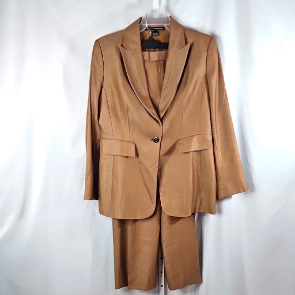 Linda Allard Ellen Tracy Tan Women's Blazer and Pants Set Size 14 - Picture 1 of 9